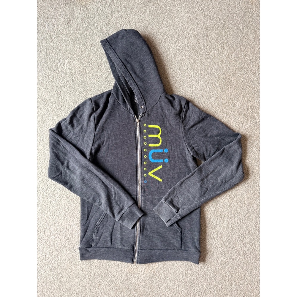 American Apparel F497 Tri-Blend Zip Hoodie Charcoal Gray Muv Fitness Mens Medium